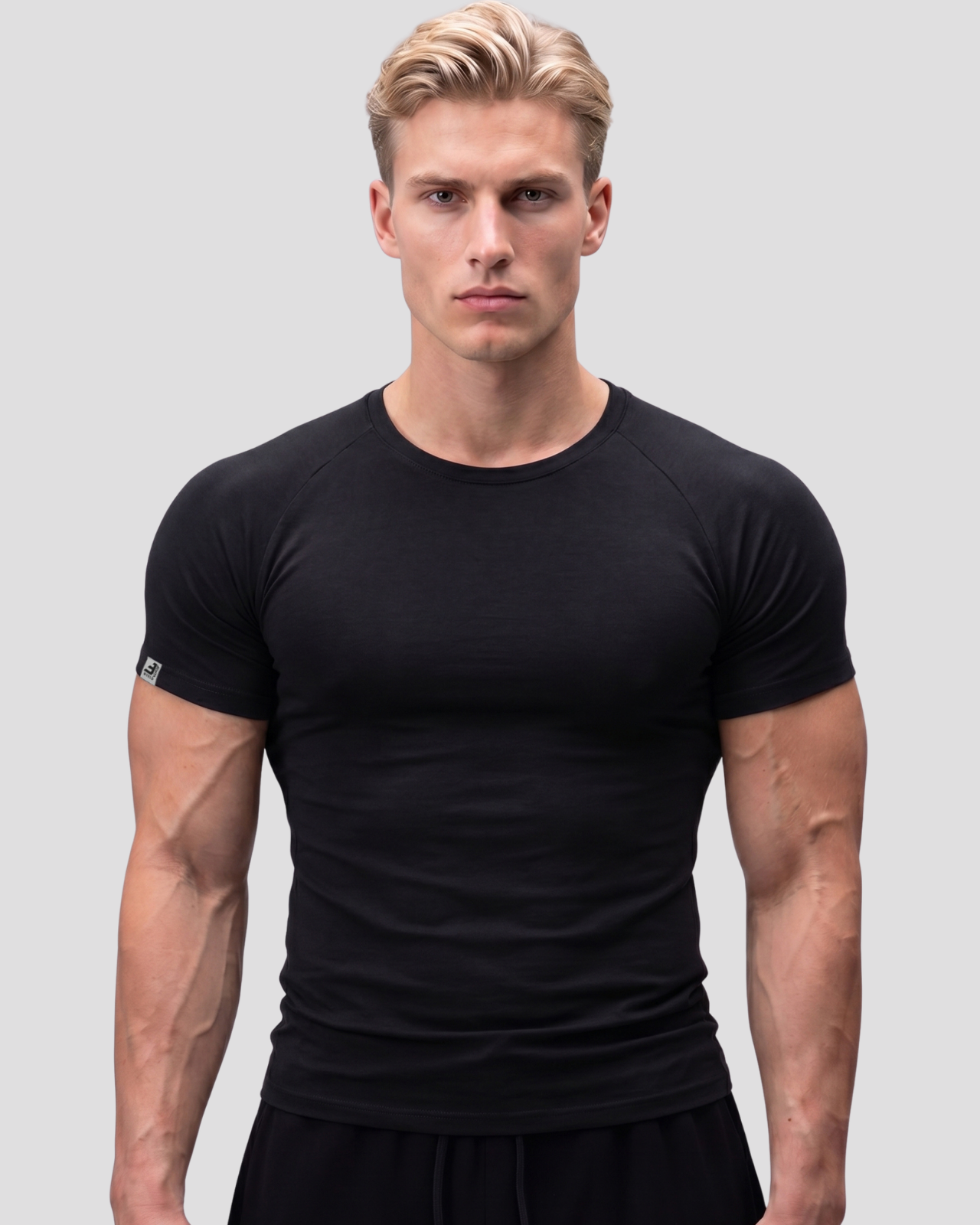 EW-ORIGIN | SİYAH RIBBED MUSCLE FIT T-SHIRT
