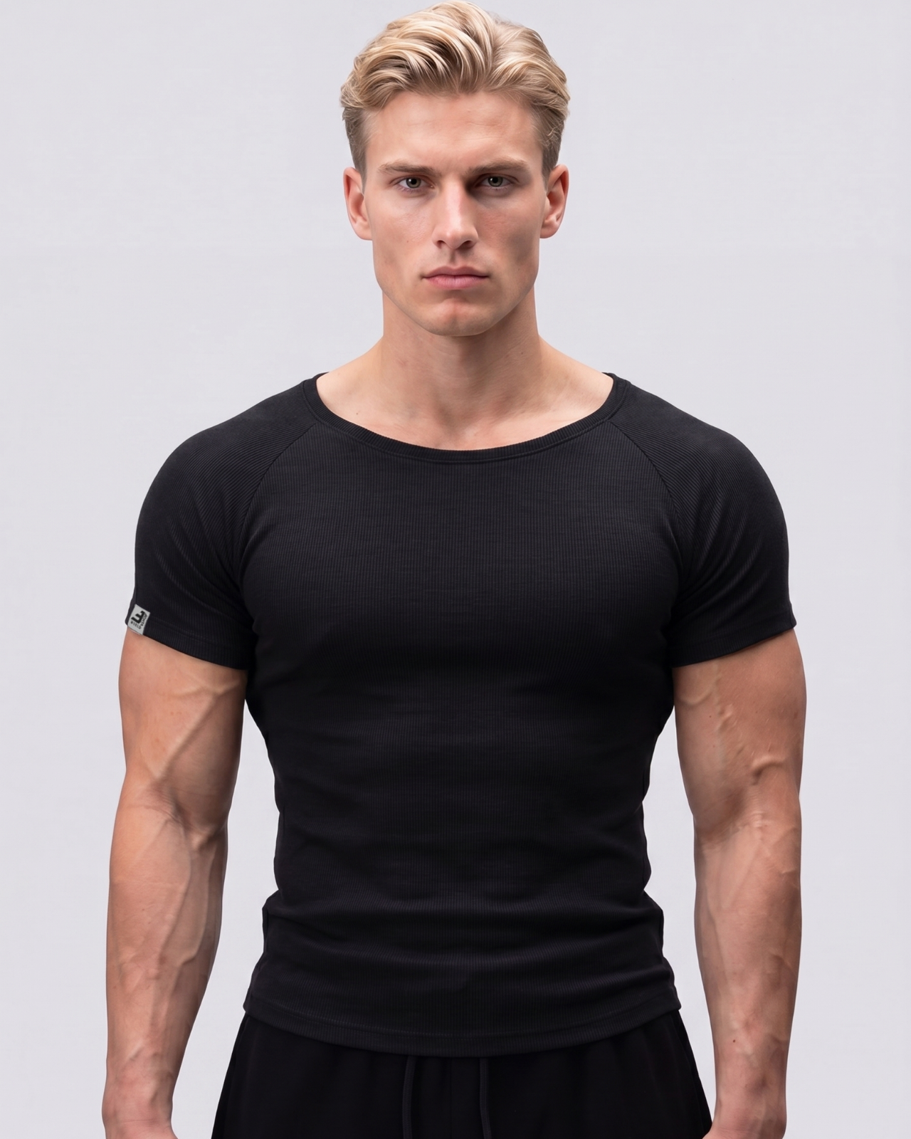 EW-ORIGIN | SİYAH RIBBED MUSCLE FIT T-SHIRT