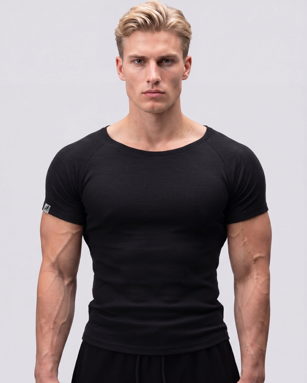 RIBBED MUSCLE FIT T-SHIRT SİYAH