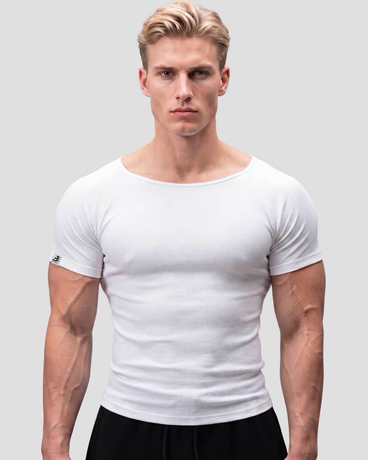EW-ORIGIN | BEYAZ RIBBED MUSCLE FIT T-SHIRT